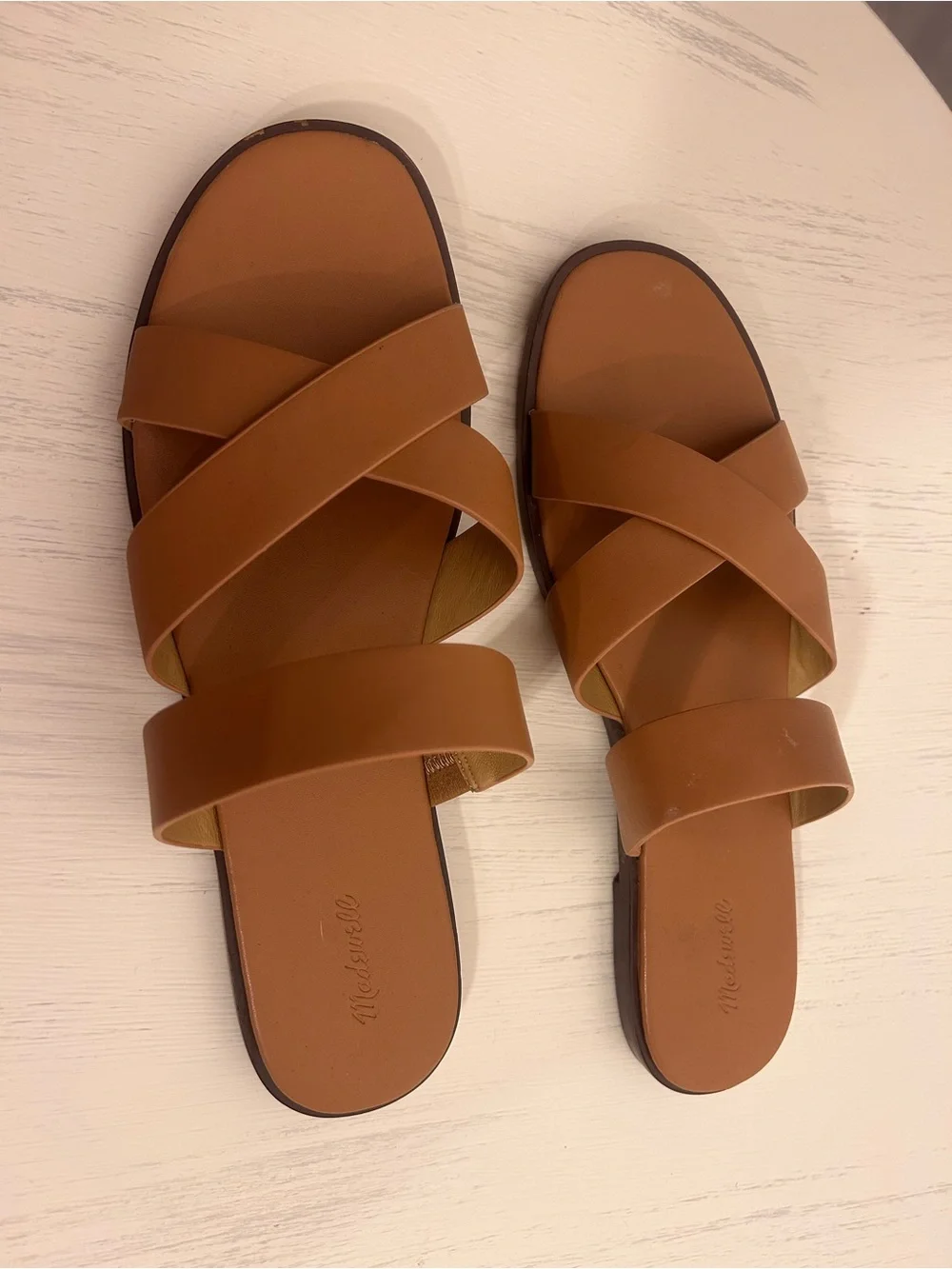 Madewell Cognac Crisscross Slide Sandals